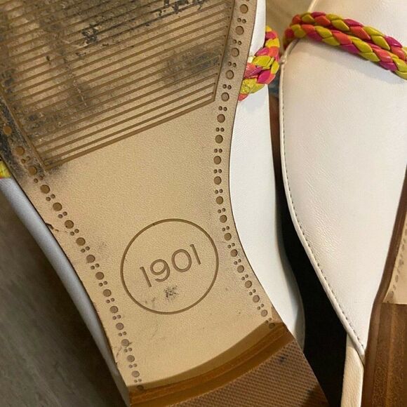 1901 Womens Ryland Ivory Leather Almond Toe Slip On Casual Mule Shoes Size 7.5 M - Picture 5 of 6